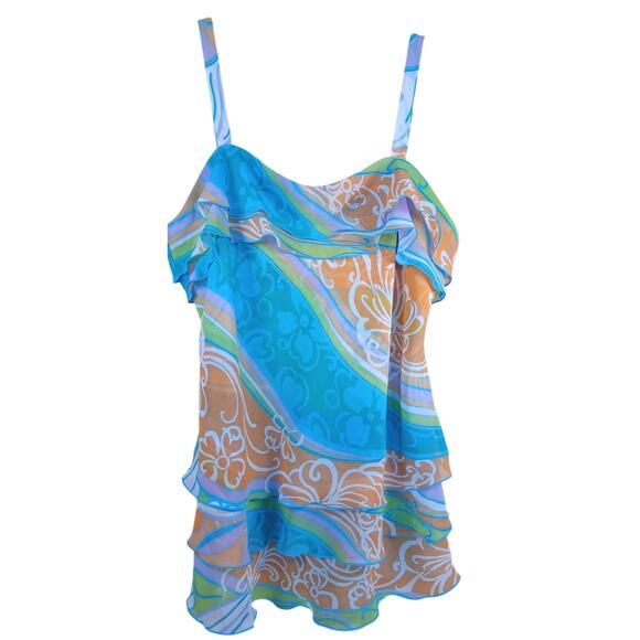 Dress Barn Tops - W Work To Weekend Tiered Sleeveless Top Size 12 Psychedelic Floral Paisley Y2K